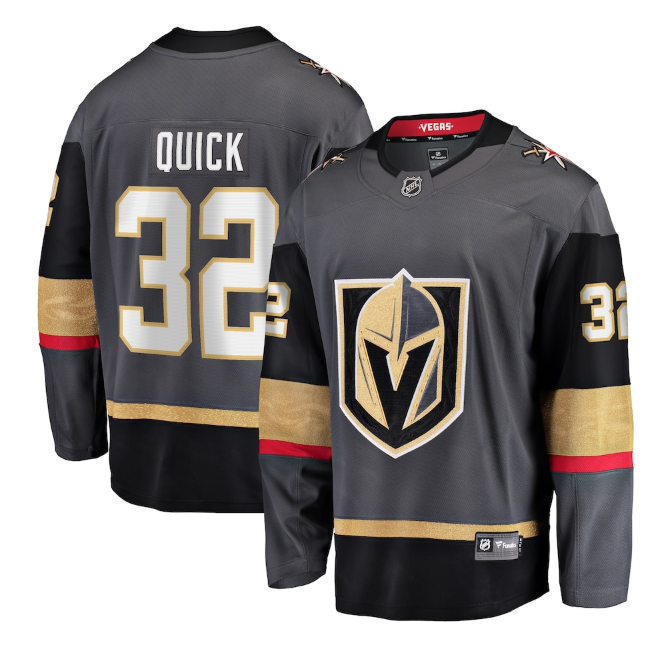 Men's Vegas Golden Knights #32 Jonathan Quick Gray Stitched Jersey Men's Vegas Golden Knights #32 Jonathan Quick Gray Stitched Jersey
